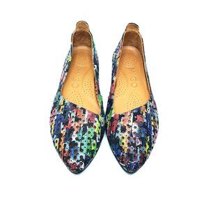 Mago Multicolor Perforated Leather Flats Pointed Toe Womens Size 38 US 7.5-8